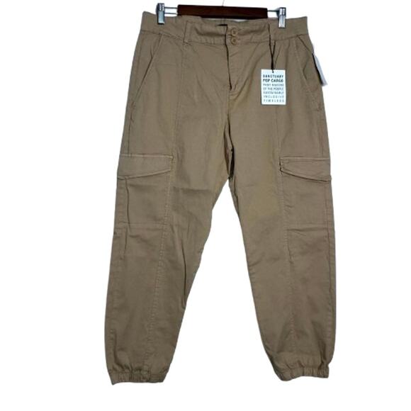 Sanctuary Rebel Cargo Pants Size 32 NWT Khaki Mid Rise Relaxed Fit Ankle Utility - Picture 2 of 9